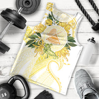 Samoa Moso'oi Flowers Tatau Men Tank Top Festive Golden White LT7 - Polynesian Pride