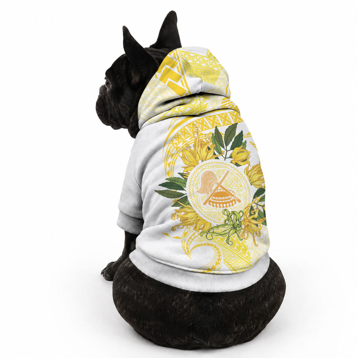 Samoa Moso'oi Flowers Tatau Pet Hoodie Festive Golden White LT7 - Polynesian Pride