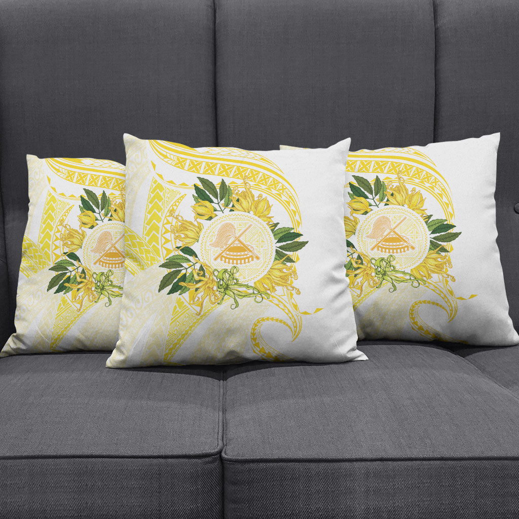 Samoa Moso'oi Flowers Tatau Pillow Cover Festive Golden White LT7 - Polynesian Pride