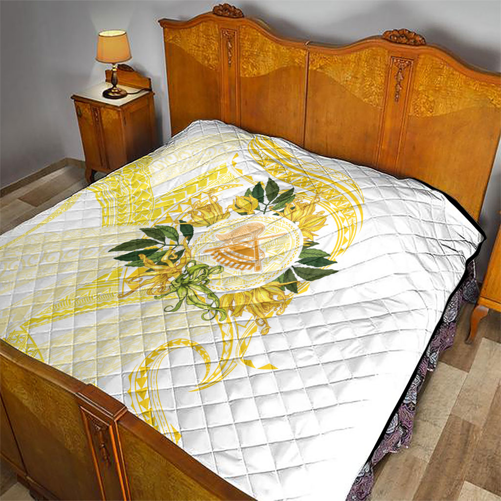 Samoa Moso'oi Flowers Tatau Quilt Festive Golden White LT7 - Polynesian Pride