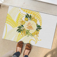 Samoa Moso'oi Flowers Tatau Rubber Doormat Festive Golden White LT7 - Polynesian Pride