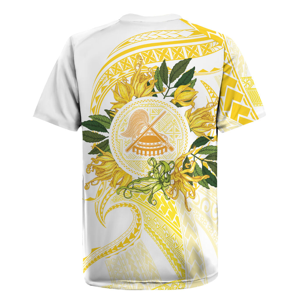 Samoa Moso'oi Flowers Tatau Rugby Jersey Festive Golden White LT7 - Polynesian Pride