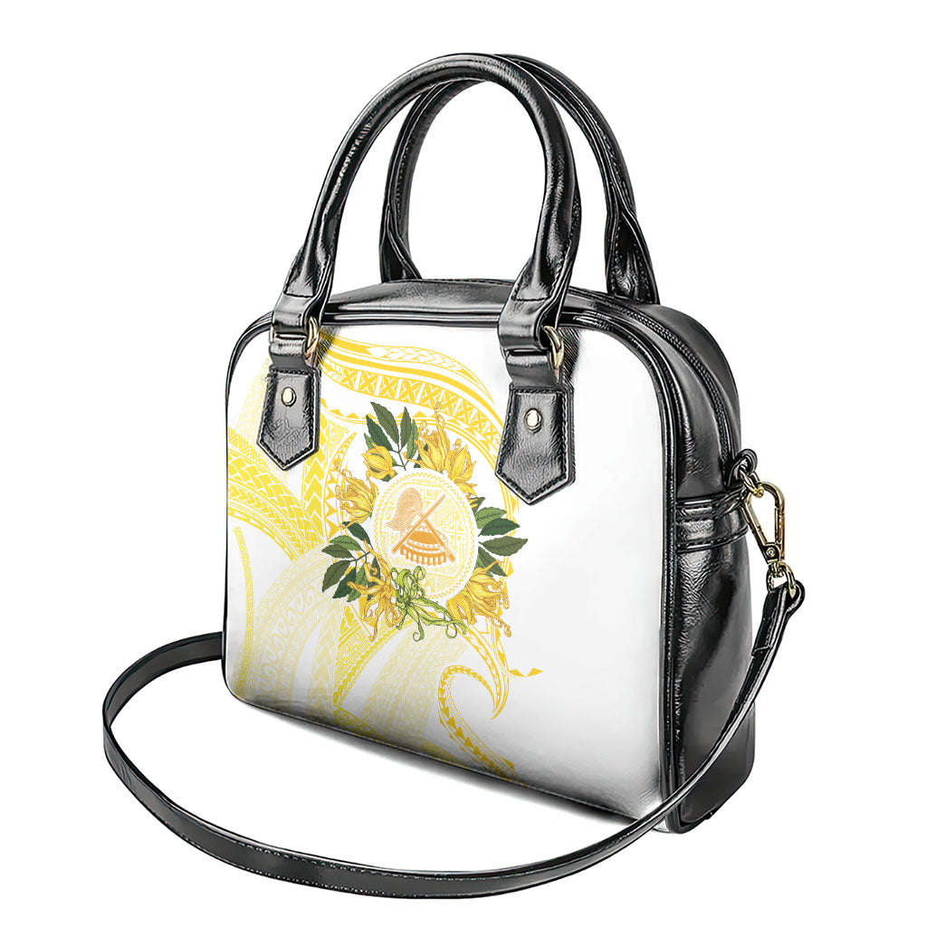 Samoa Moso'oi Flowers Tatau Shoulder Handbag Festive Golden White LT7 - Polynesian Pride