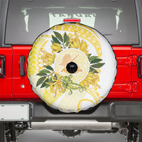 Samoa Moso'oi Flowers Tatau Spare Tire Cover Festive Golden White LT7 - Polynesian Pride
