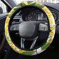 Samoa Moso'oi Flowers Tatau Steering Wheel Cover Festive Golden White LT7 - Polynesian Pride
