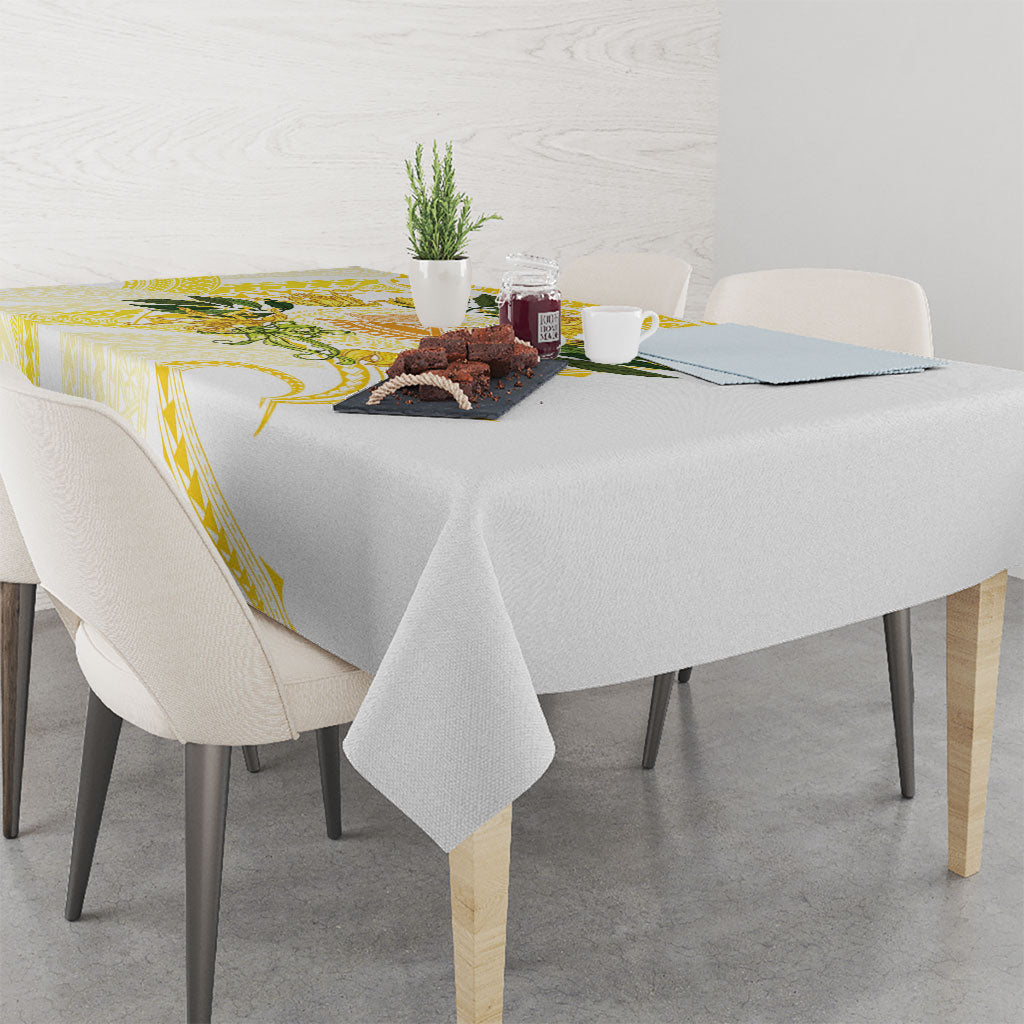Samoa Moso'oi Flowers Tatau Tablecloth Festive Golden White LT7 - Polynesian Pride