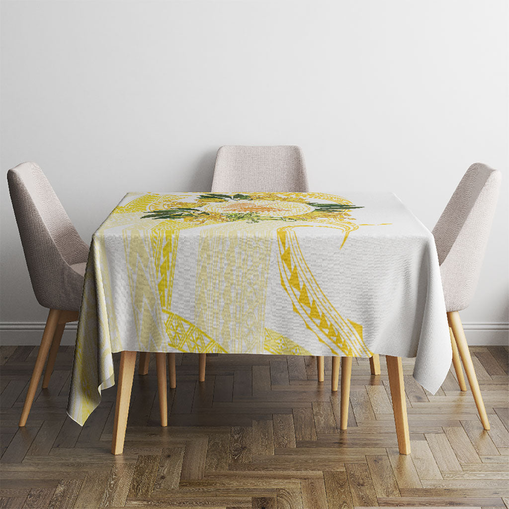 Samoa Moso'oi Flowers Tatau Tablecloth Festive Golden White LT7 - Polynesian Pride