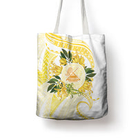 Samoa Moso'oi Flowers Tatau Tote Bag Festive Golden White LT7 - Polynesian Pride