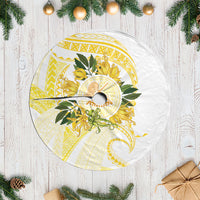 Samoa Moso'oi Flowers Tatau Tree Skirt Festive Golden White LT7 Casual Gold - Polynesian Pride