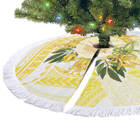 Samoa Moso'oi Flowers Tatau Tree Skirt Festive Golden White LT7 - Polynesian Pride