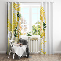 Samoa Moso'oi Flowers Tatau Window Curtain Festive Golden White LT7 - Polynesian Pride