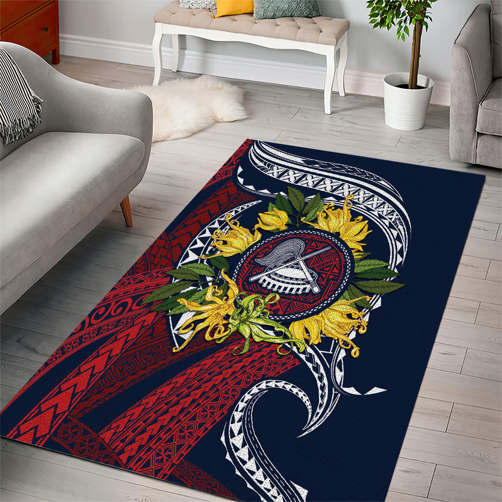 Samoa Moso'oi Flowers Tatau Area Rug Festive National Color LT7 - Polynesian Pride