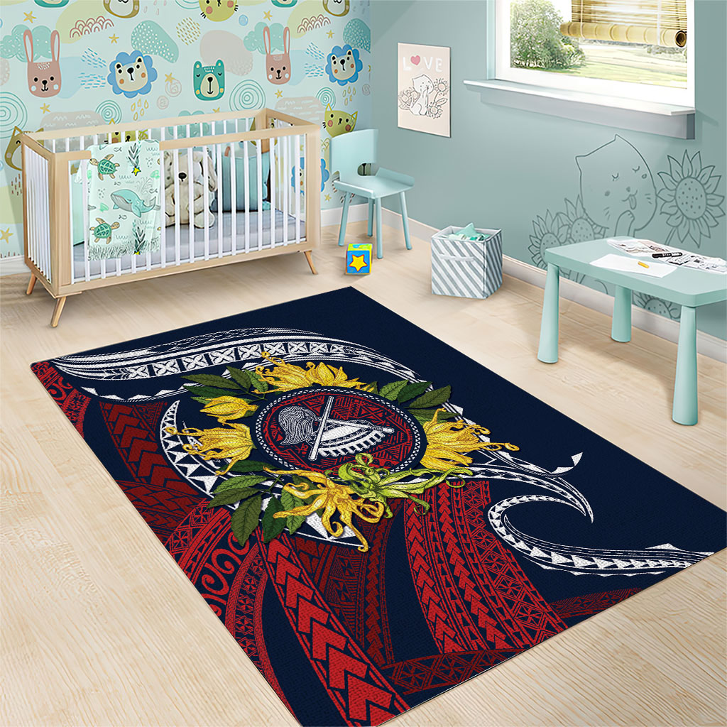 Samoa Moso'oi Flowers Tatau Area Rug Festive National Color LT7 - Polynesian Pride