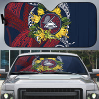 Samoa Moso'oi Flowers Tatau Auto Sun Shade Festive National Color LT7 Blue Red - Polynesian Pride
