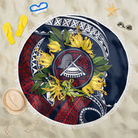 Samoa Moso'oi Flowers Tatau Beach Blanket Festive National Color LT7 One Size 150cm Blue Red - Polynesian Pride