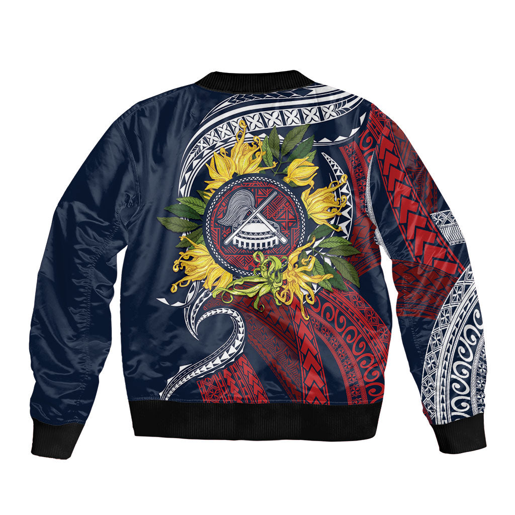 Samoa Moso'oi Flowers Tatau Bomber Jacket Festive National Color LT7 - Polynesian Pride