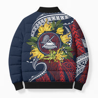 Samoa Moso'oi Flowers Tatau Bomber Puffer Jacket Festive National Color LT7 - Polynesian Pride