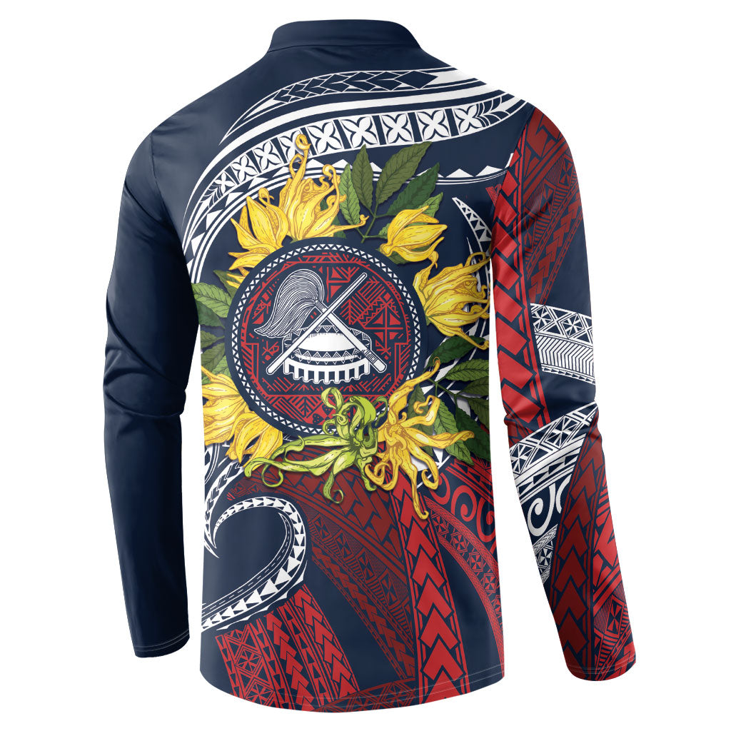 Samoa Moso'oi Flowers Tatau Button Sweatshirt Festive National Color LT7 - Polynesian Pride