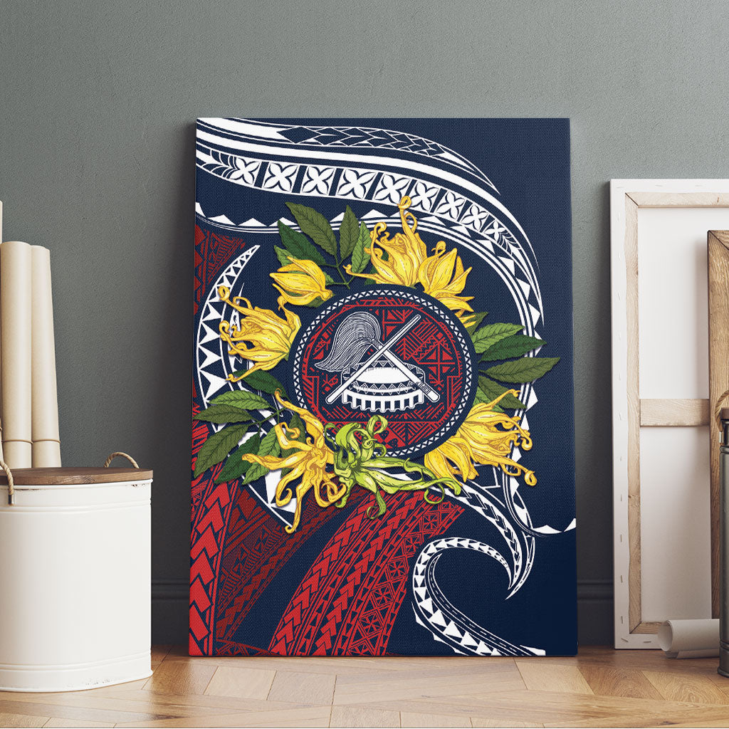 Samoa Moso'oi Flowers Tatau Canvas Wall Art Festive National Color LT7 - Polynesian Pride