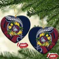 Samoa Moso'oi Flowers Tatau Ceramic Ornament Festive National Color LT7 Heart Blue Red - Polynesian Pride