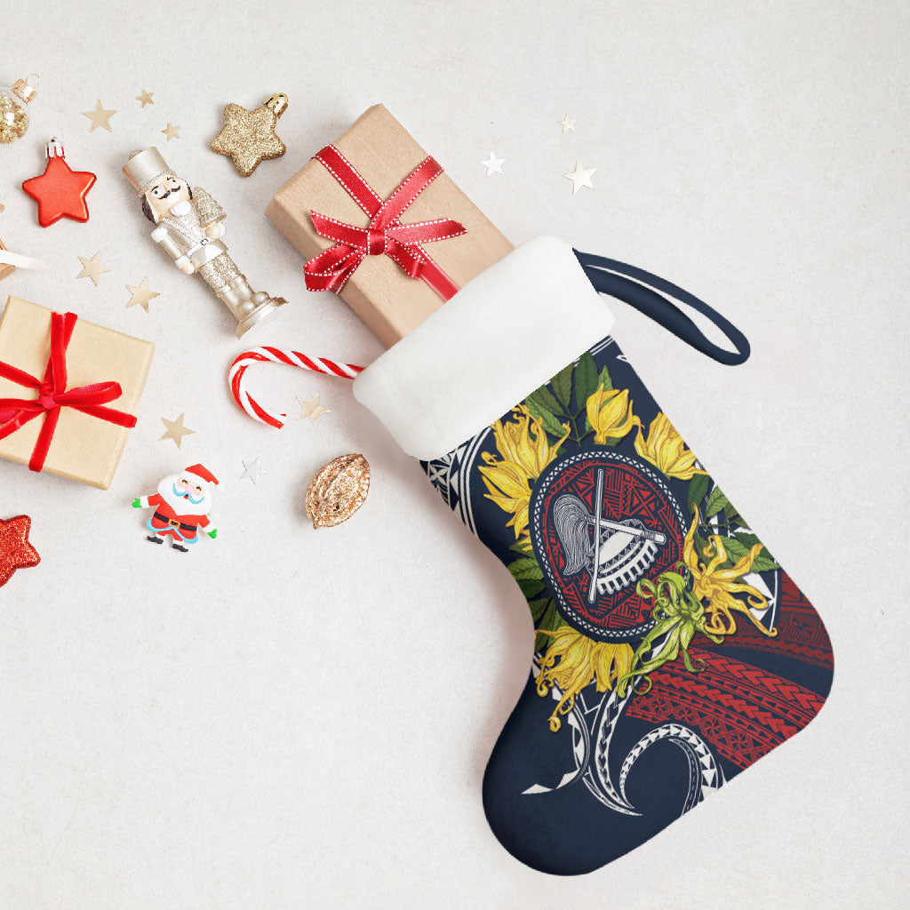 Samoa Moso'oi Flowers Tatau Christmas Stocking Festive National Color LT7 - Polynesian Pride