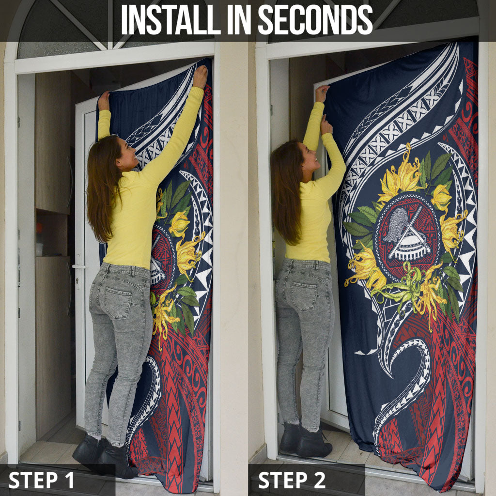 Samoa Moso'oi Flowers Tatau Door Cover Festive National Color LT7 - Polynesian Pride