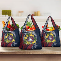 Samoa Moso'oi Flowers Tatau Grocery Bag Festive National Color LT7 3-pack One Size Blue Red - Polynesian Pride