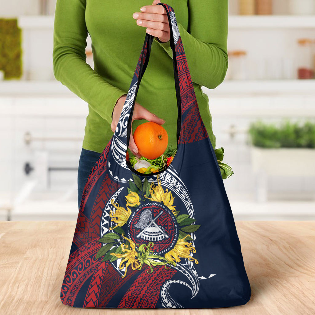 Samoa Moso'oi Flowers Tatau Grocery Bag Festive National Color LT7 - Polynesian Pride