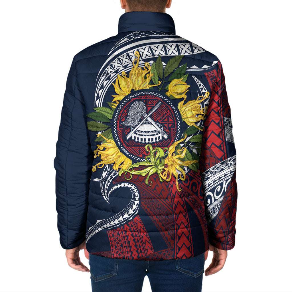 Samoa Moso'oi Flowers Tatau Padded Jacket Festive National Color LT7 - Polynesian Pride