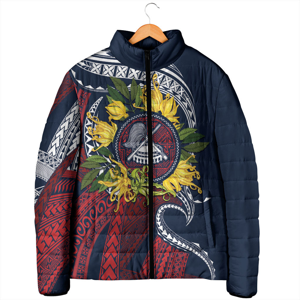 Samoa Moso'oi Flowers Tatau Padded Jacket Festive National Color LT7 - Polynesian Pride