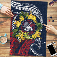 Samoa Moso'oi Flowers Tatau Puzzle Festive National Color LT7 Blue Red - Polynesian Pride