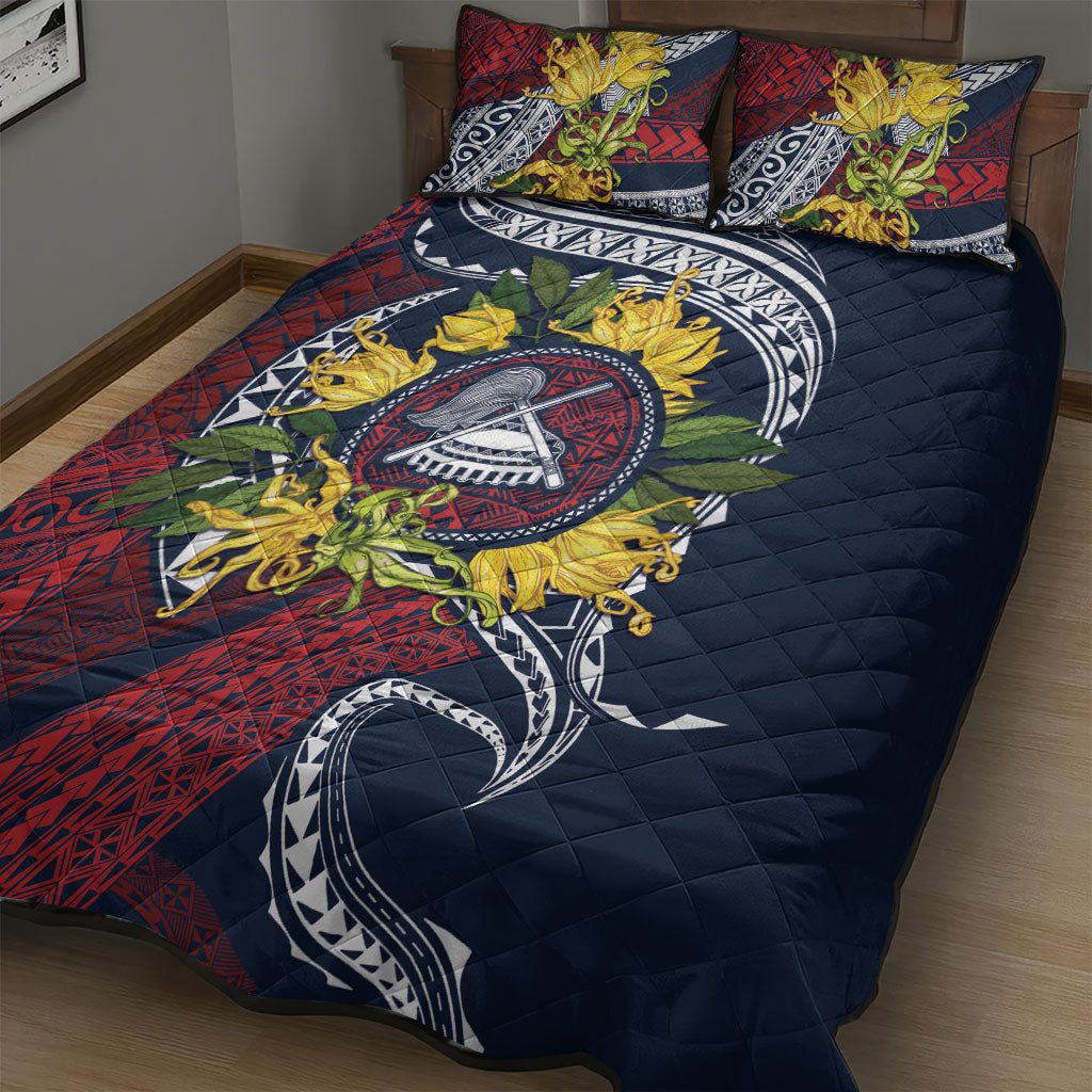 Samoa Moso'oi Flowers Tatau Quilt Bed Set Festive National Color LT7 - Polynesian Pride