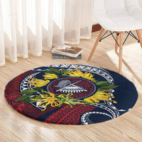 Samoa Moso'oi Flowers Tatau Round Carpet Festive National Color LT7 - Polynesian Pride