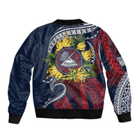 Samoa Moso'oi Flowers Tatau Sleeve Zip Bomber Jacket Festive National Color LT7 - Polynesian Pride