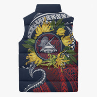 Samoa Moso'oi Flowers Tatau Sleeveless Puffer Jacket Festive National Color LT7 - Polynesian Pride