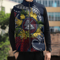 Samoa Moso'oi Flowers Tatau Sleeveless Puffer Jacket Festive National Color LT7 - Polynesian Pride