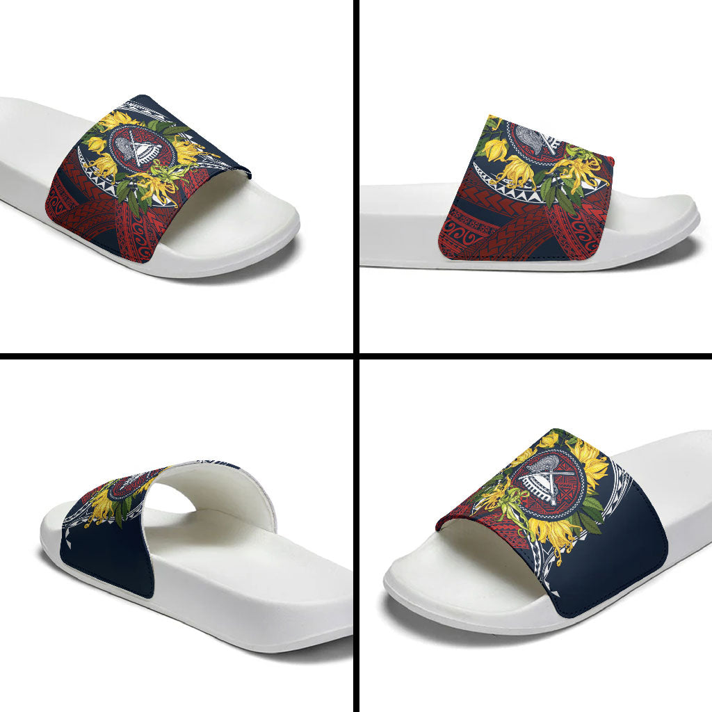 Samoa Moso'oi Flowers Tatau Slide Sandals Festive National Color LT7 - Polynesian Pride