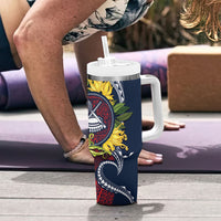 Samoa Moso'oi Flowers Tatau Tumbler With Handle Festive National Color LT7 - Polynesian Pride