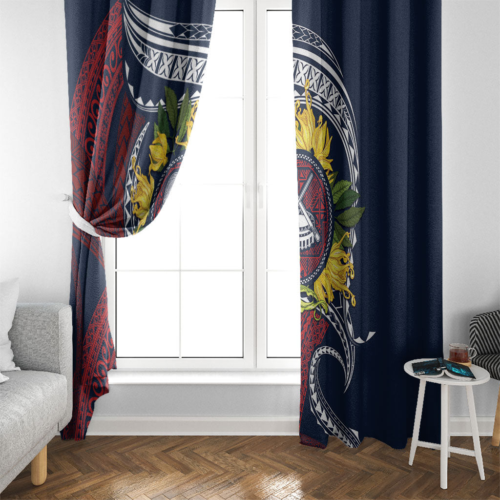 Samoa Moso'oi Flowers Tatau Window Curtain Festive National Color LT7 - Polynesian Pride