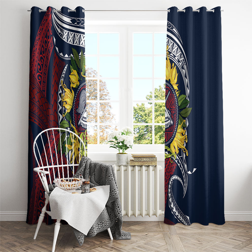 Samoa Moso'oi Flowers Tatau Window Curtain Festive National Color LT7 - Polynesian Pride