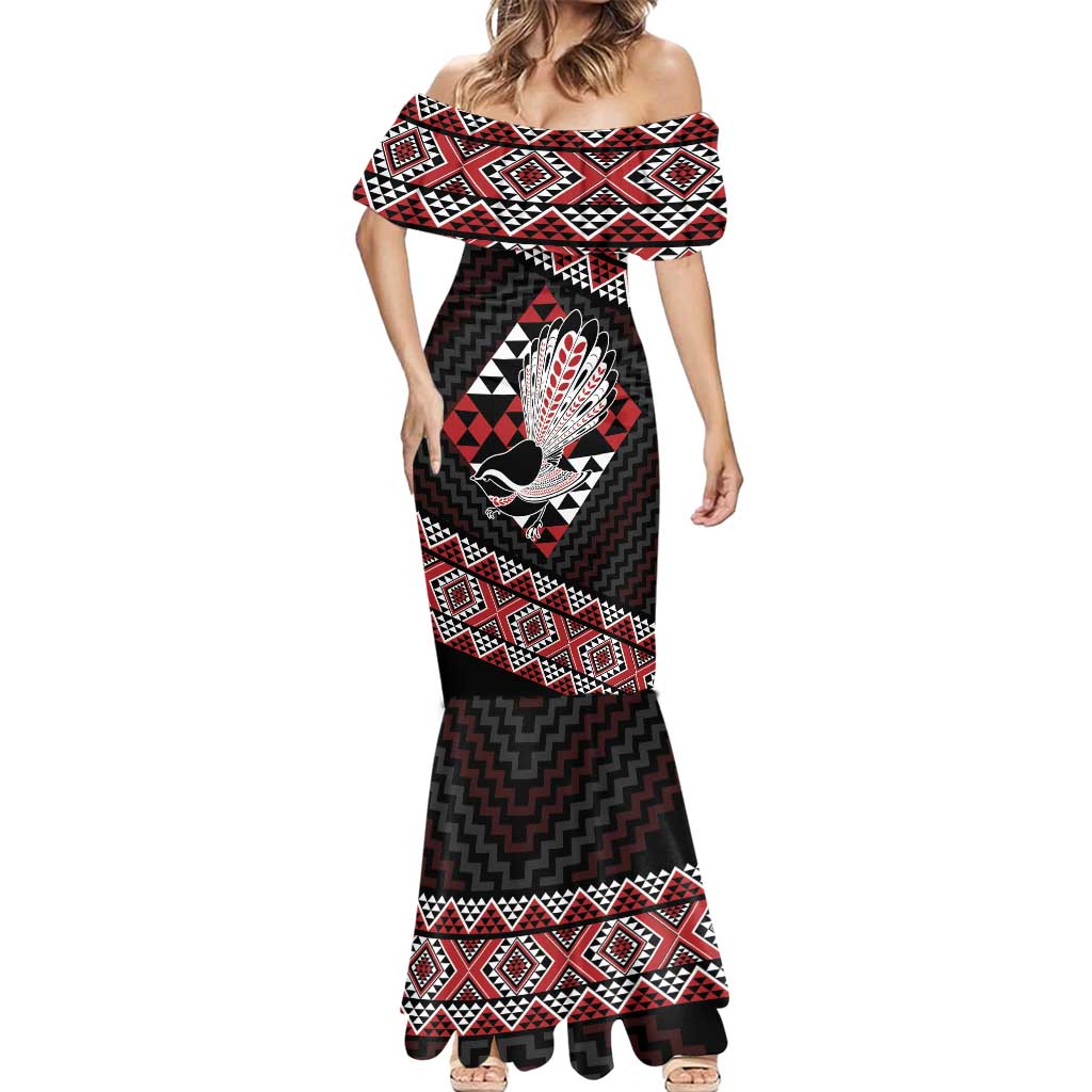 Taniko Aotearoa Mermaid Dress Poutama Mix Piwakawaka LT7 - Polynesian Pride
