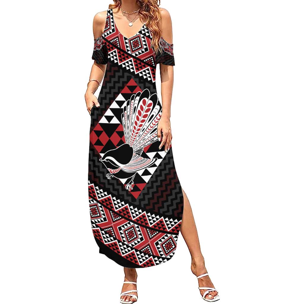 Taniko Aotearoa Summer Maxi Dress Poutama Mix Piwakawaka