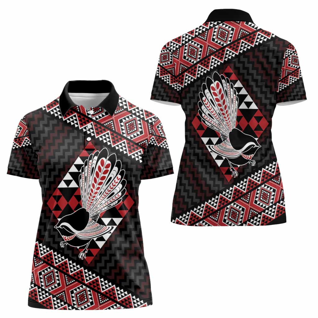 Taniko Aotearoa Women Polo Shirt Poutama Mix Piwakawaka