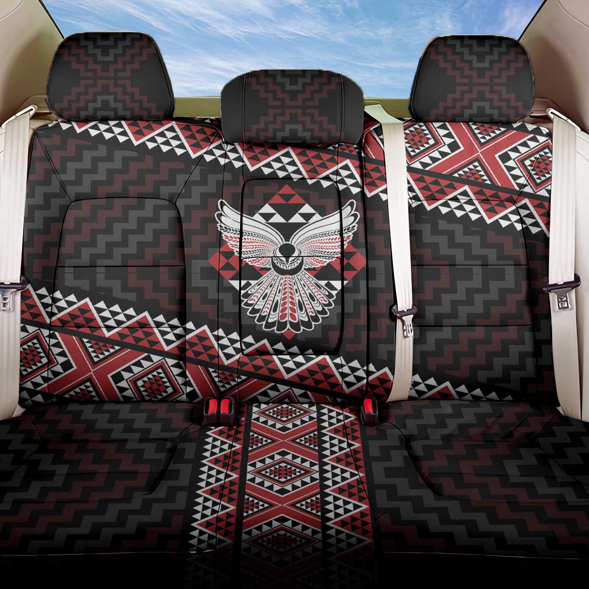 Taniko Aotearoa Back Car Seat Cover Poutama Mix Piwakawaka - Ver02