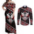 Taniko Aotearoa Couples Matching Off Shoulder Maxi Dress and Long Sleeve Button Shirt Poutama Mix Piwakawaka - Ver02