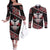 Taniko Aotearoa Couples Matching Off The Shoulder Long Sleeve Dress and Long Sleeve Button Shirt Poutama Mix Piwakawaka - Ver02
