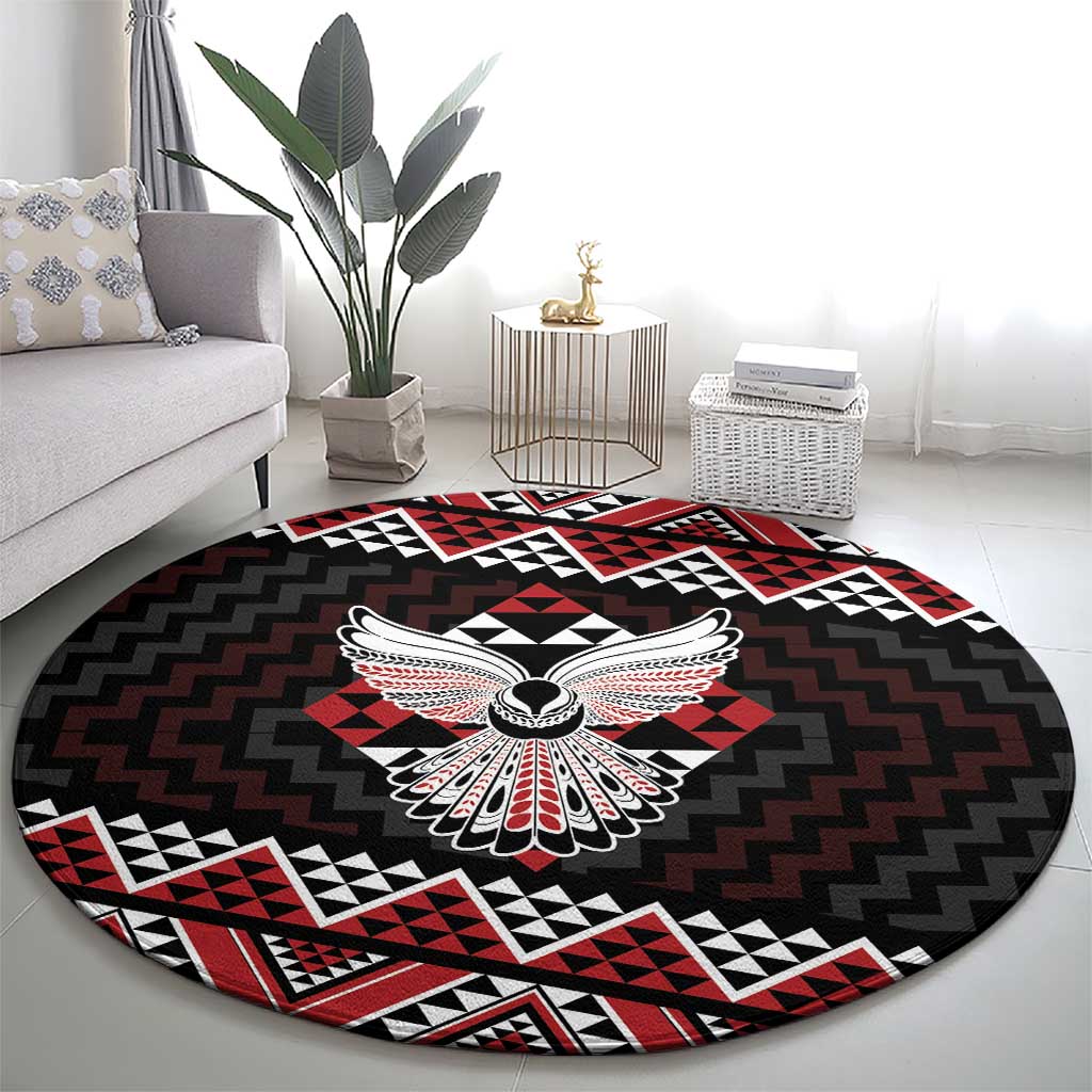 Taniko Aotearoa Round Carpet Poutama Mix Piwakawaka - Ver02