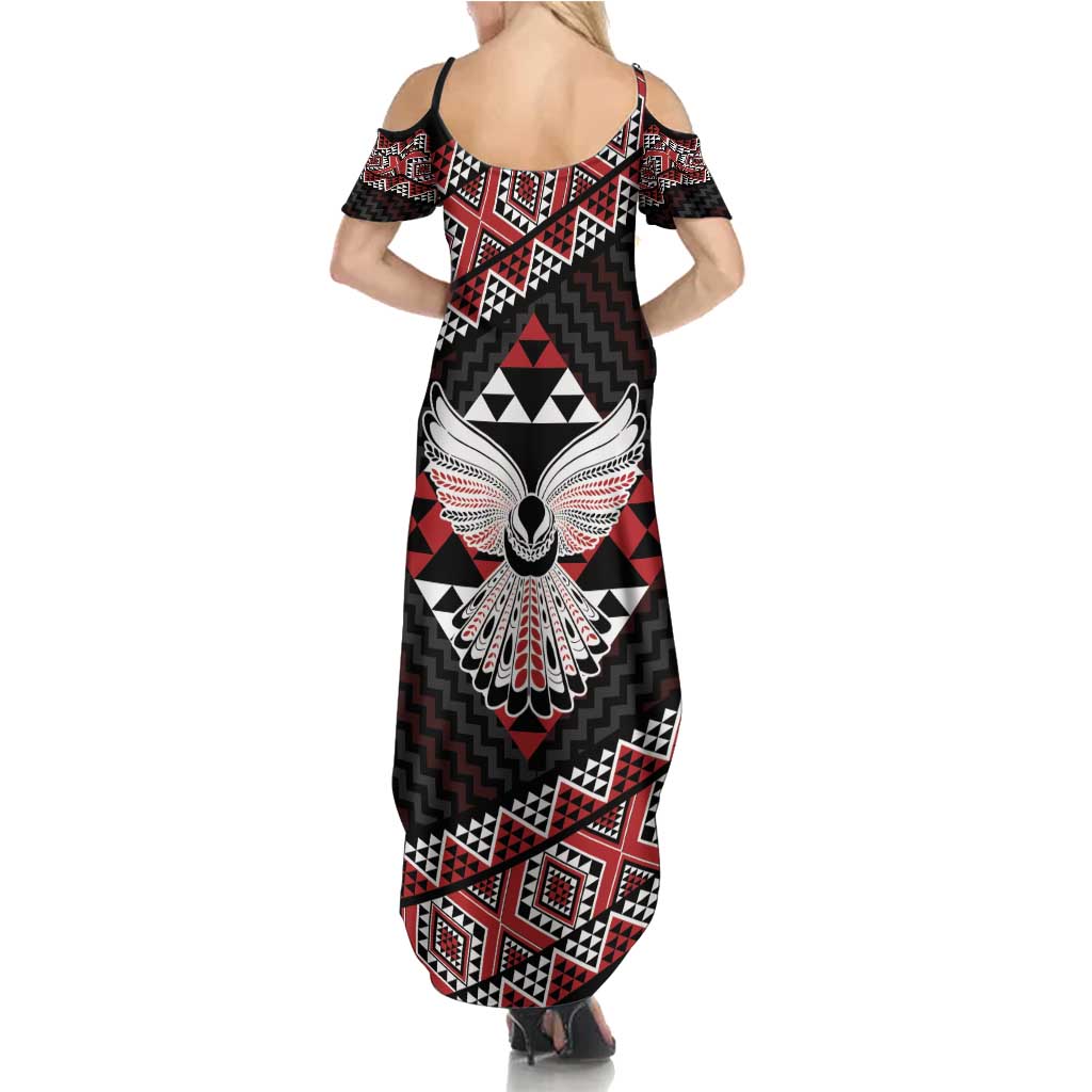 Taniko Aotearoa Summer Maxi Dress Poutama Mix Piwakawaka - Ver02 LT7 - Polynesian Pride