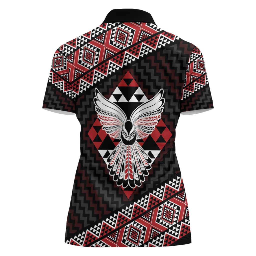Taniko Aotearoa Women Polo Shirt Poutama Mix Piwakawaka - Ver02