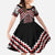 Maori Tukutuku Taniko Motifs Family Matching Mermaid Dress and Hawaiian Shirt Red Poutama Mix Kowhaiwhai